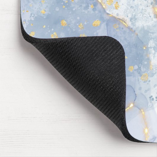 Abstraktes Blau, Taupe und Gold Mousepad (Ecke)