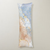 Abstraktes Blau, Taupe und Gold Seitenschläferkissen (Rückseite (Vertikal))