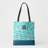 Abstraktes Blau und Aqua-Aqua-Aqua-Farbmonogramm Tasche (Vorderseite)
