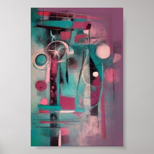 Abstraktes Blau und Aquamarine Moderne Kunst Poster (Vorne)