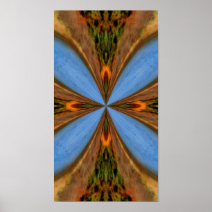 Abstraktes Blau und Braun Kaleidoskop Kunst Poster