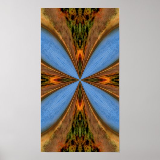 Abstraktes Blau und Braun Kaleidoskop Kunst Poster (Vorne)