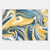 Abstraktes Blau- und Gelbblütenmuster Geschenkpapier Set (Vorderseite 3)