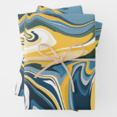 Abstraktes Blau- und Gelbblütenmuster Geschenkpapier Set (Beispiel)
