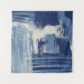 Abstraktes Blau und gemischte Elfenbein-Medien Wandteppich (Vorderseite)