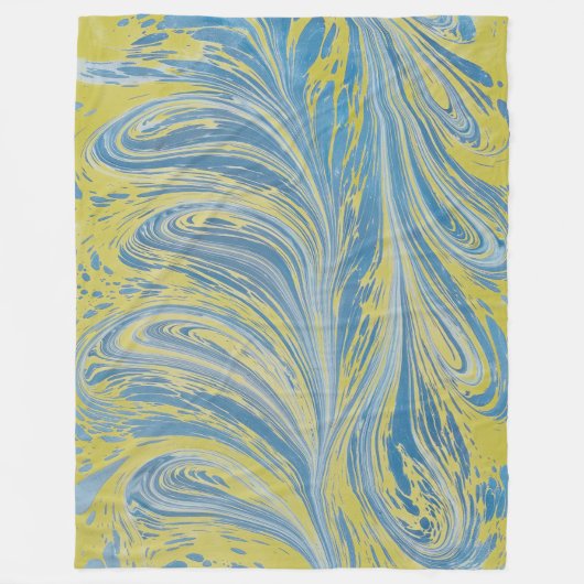 Abstraktes Blau und Gold Fleecedecke (Vorderseite)