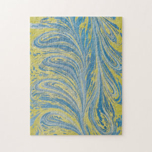 Abstraktes Blau und Gold Puzzle