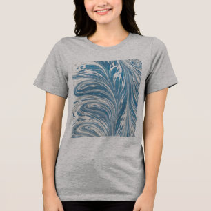 Abstraktes Blau und Gold Tri-Blend Shirt