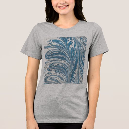 Abstraktes Blau und Gold Tri-Blend Shirt (Vorderseite)