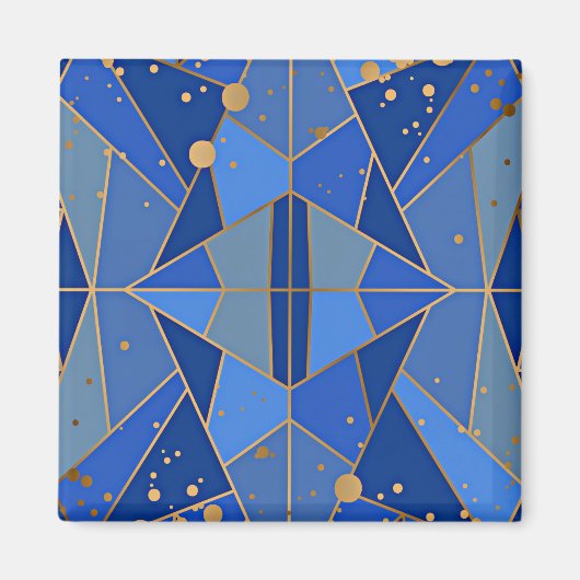 Abstraktes Blau- und Golddesign Magnet (Vorne)