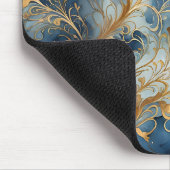 Abstraktes Blau und Golden Mousepad (Ecke)