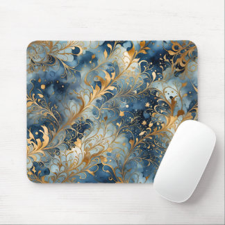 Abstraktes Blau und Golden Mousepad