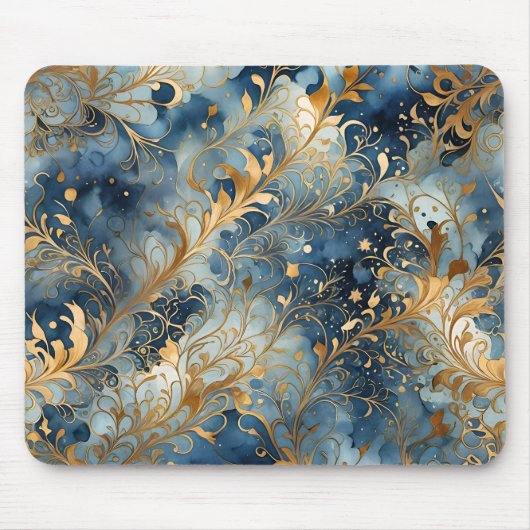 Abstraktes Blau und Golden Mousepad (Vorne)