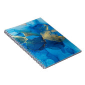 Abstraktes Blau- und Goldfragment mit farbigem Rüc Notizblock (Rechte Seite)