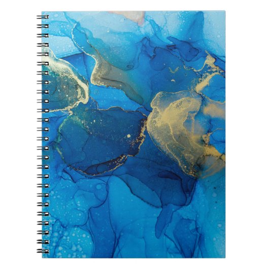 Abstraktes Blau- und Goldfragment mit farbigem Rüc Notizblock (Vorderseite)