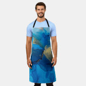 Abstraktes Blau- und Goldfragment mit farbigem Rüc Schürze (Getragen)