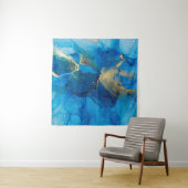 Abstraktes Blau- und Goldfragment mit farbigem Rüc Wandteppich (Beispiel)