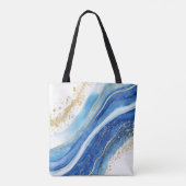 Abstraktes Blau- und Goldmarmormuster Tasche (Rückseite)