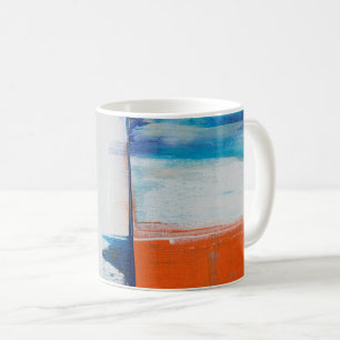 Abstraktes Blau und Orange Moderne Kunst Kaffeetasse