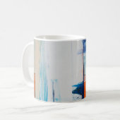 Abstraktes Blau und Orange Moderne Kunst Kaffeetasse (Vorderseite Links)
