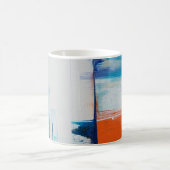 Abstraktes Blau und Orange Moderne Kunst Kaffeetasse (Mittel)
