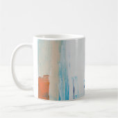 Abstraktes Blau und Orange Moderne Kunst Kaffeetasse (Links)