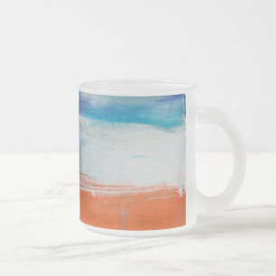 Abstraktes Blau und Orange Moderne Kunst Mattglastasse