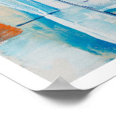 Abstraktes Blau und Orange Moderne Kunst Poster (Ecke)