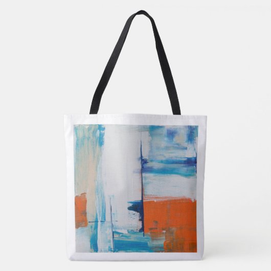 Abstraktes Blau und Orange Moderne Kunst Tasche (Vorderseite)