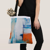 Abstraktes Blau und Orange Moderne Kunst Tasche (Von Nahem)