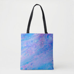 Abstraktes Blau und Rosa Bubbly Meerjungfrau Tasche