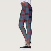 Abstraktes Blau und Rot Muster mit Quadraten Leggings (Links)