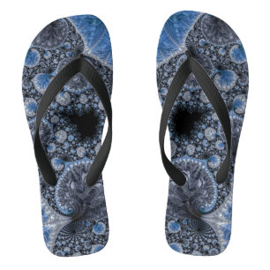 Abstraktes Blau und Schwarzes Fraktal Badesandalen