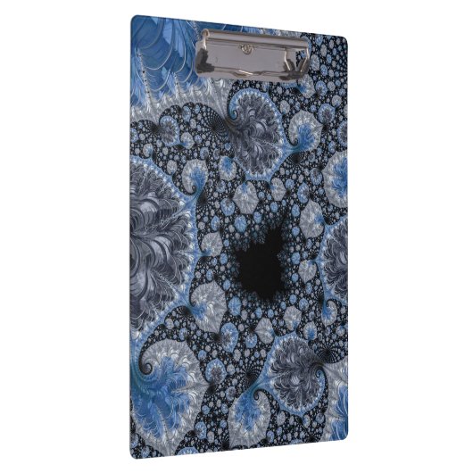 Abstraktes Blau und Schwarzes Fraktal Klemmbrett (Rechts)