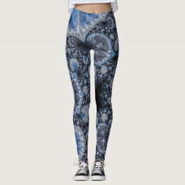 Abstraktes Blau und Schwarzes Fraktal Leggings