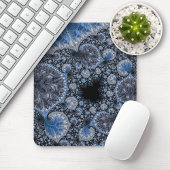 Abstraktes Blau und Schwarzes Fraktal Mousepad