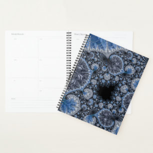 Abstraktes Blau und Schwarzes Fraktal Planer