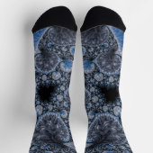 Abstraktes Blau und Schwarzes Fraktal Socken (Oben)