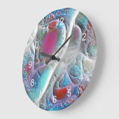 Abstraktes Blau und Weiß - Rosa und Cyan-Fraktal Große Wanduhr (Winkel)