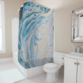 Abstraktes Blau-Weiß-Bild Duschvorhang (Beispiel)