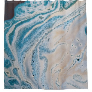 Abstraktes Blau-Weiß-Bild Duschvorhang