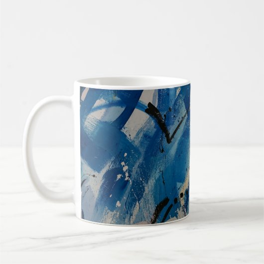 Abstraktes Blau-Weiß-Bild Kaffeetasse (Links)