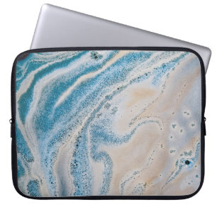Abstraktes Blau-Weiß-Bild Laptopschutzhülle