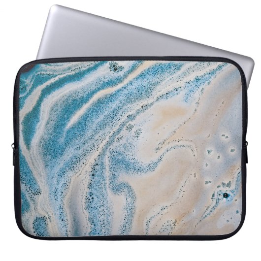Abstraktes Blau-Weiß-Bild Laptopschutzhülle (Vorderseite)