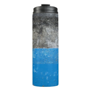 Abstraktes Blau-Weiß-Bild Thermosbecher