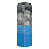 Abstraktes Blau-Weiß-Bild Thermosbecher (Rückseite)