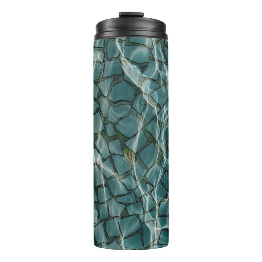 Abstraktes Blau-Weiß-Bild Thermosbecher (Vorderseite)