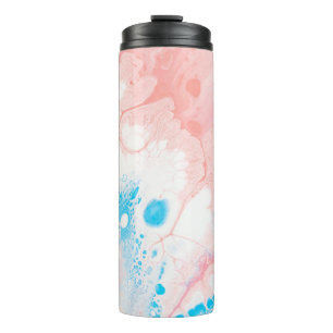 Abstraktes Blau-Weiß-Bild Thermosbecher