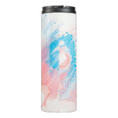 Abstraktes Blau-Weiß-Bild Thermosbecher (Rückseite)