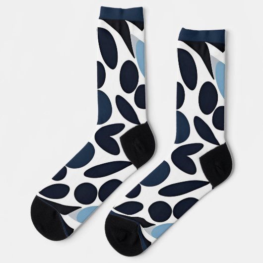 Abstraktes blau-weiß geometrisches Muster Socken (Linkes Detail)